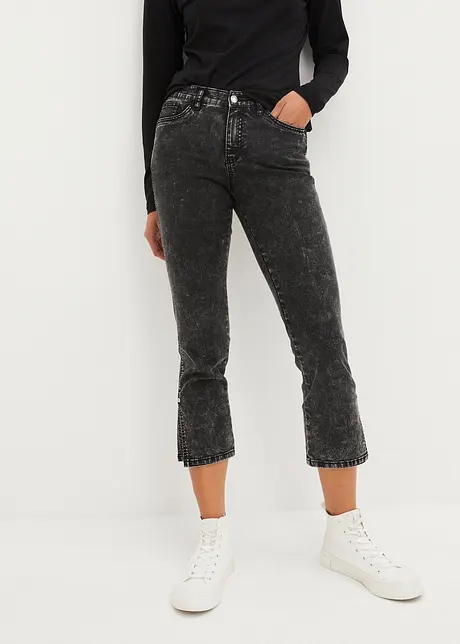 Mid waist cropped jeans, straight, bonprix