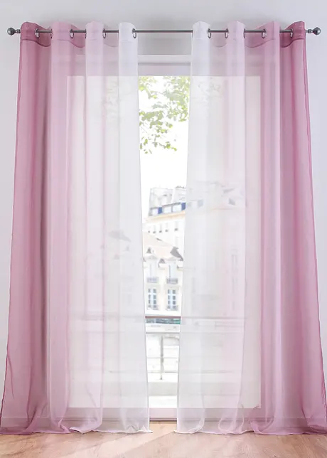 Gordijnen met gerecycled polyester en kleurverloop (set van 2), bonprix