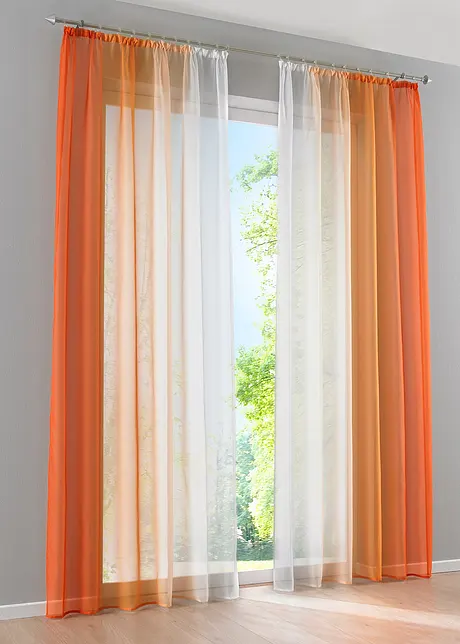 Gordijnen met gerecycled polyester en kleurverloop (set van 2), bonprix