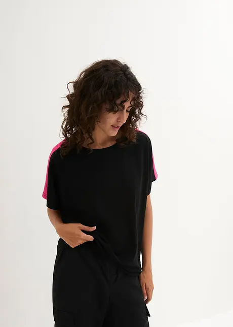 T-shirt met neonstrepen van biologisch katoen, bonprix