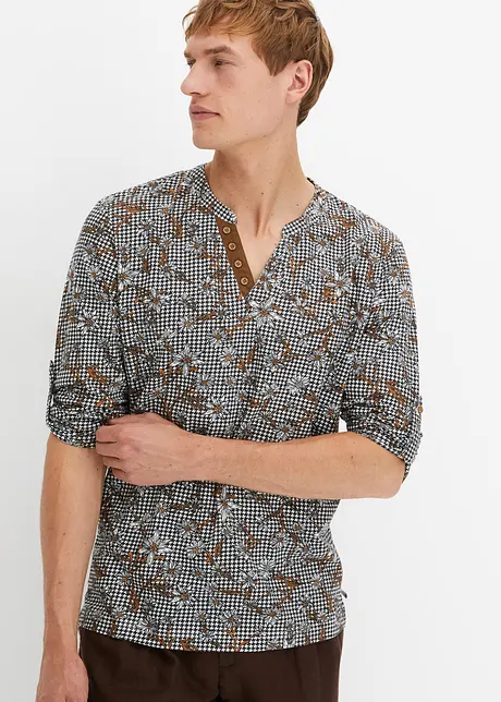 Henley shirt met oprolbare mouwen, bonprix