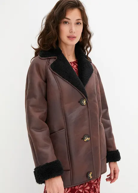 Oversized imitatie lammy coat, bonprix