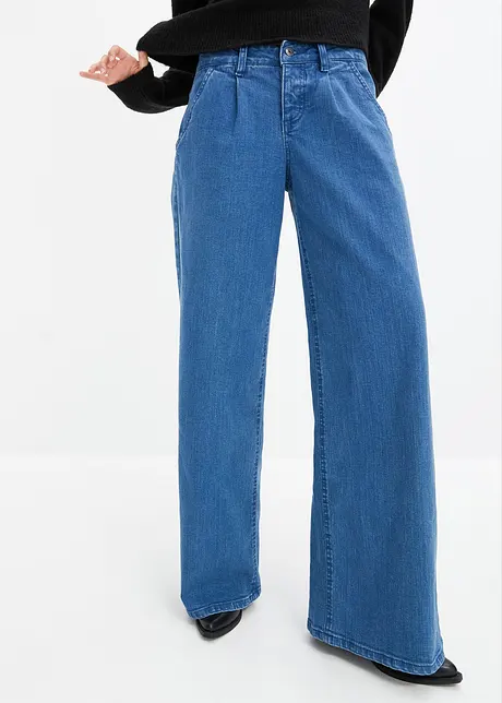 Wide leg jeans met mid waist, bonprix