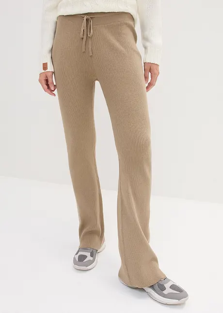 Gebreide broek met elastische band en strikkoordjes, bonprix