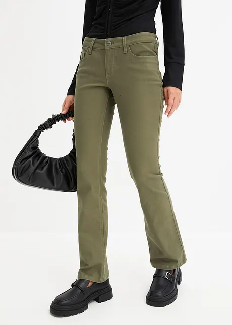 Flared twill broek, bonprix