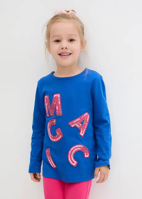 Meisjes longsleeve met pailletten van biologisch katoen, bonprix