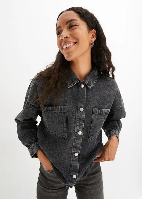 Oversized denim shacket, bonprix