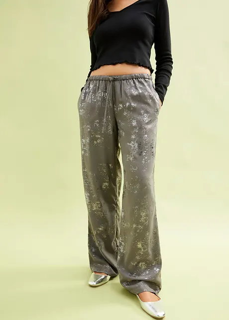 Geweven broek met foilprint, bonprix