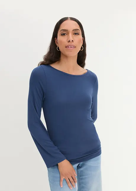 Nauwsluitende longsleeve met boothals, bonprix