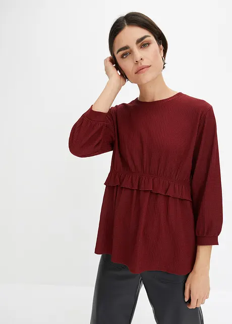 Crinkle shirt met volant, bonprix