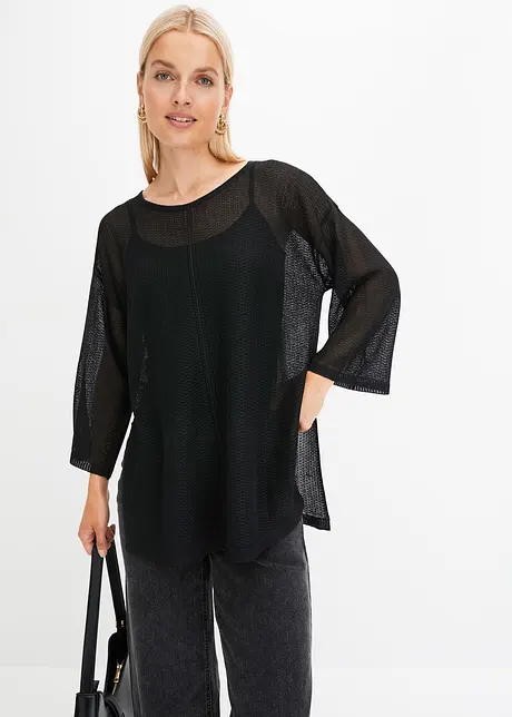 Oversized trui met ajourpatroon, bonprix