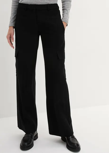 Wollen cargo broek, wijd model, bonprix