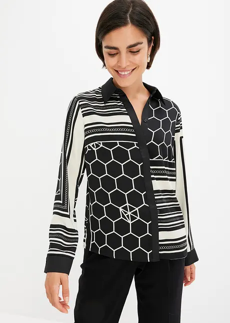 Gedessineerde blouse van satijn, bonprix