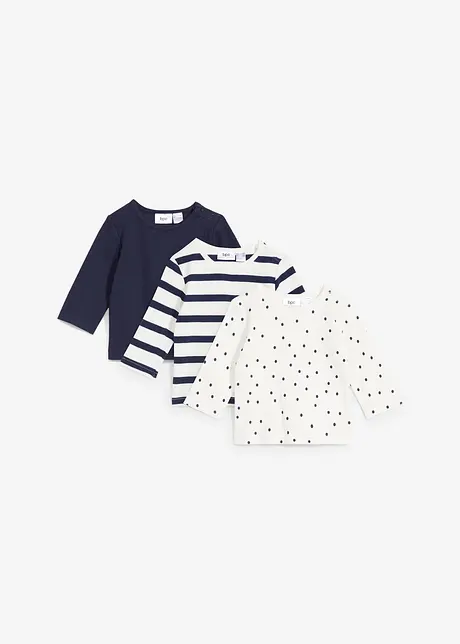 Baby longsleeve met geribd biologisch katoen (set van 3), bonprix