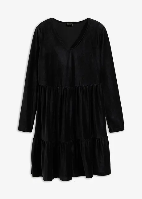 Mini jurk van elastisch fluweel, bonprix