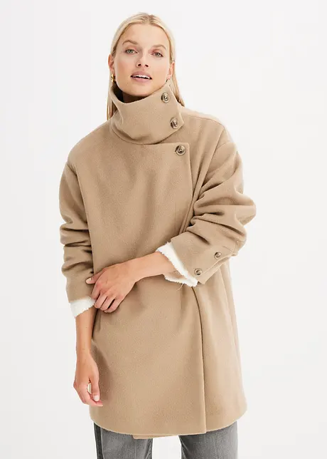 Korte coat in wollen look, bonprix