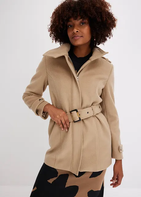 Korte coat met wol, bonprix