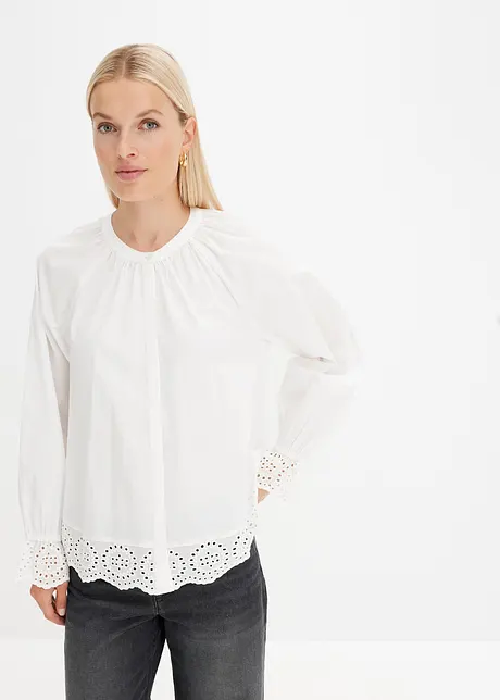 Blouse met kanten boorden, bonprix