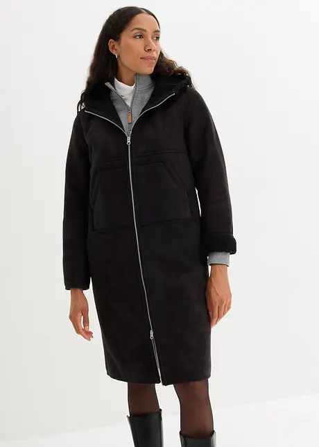 Coat in suède look met teddy voering, bonprix