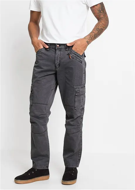 Relexed fit cargo broek van puur katoen, straight, bonprix