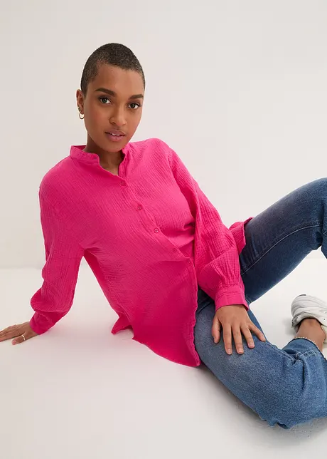 Lange mousseline blouse van katoen, bonprix