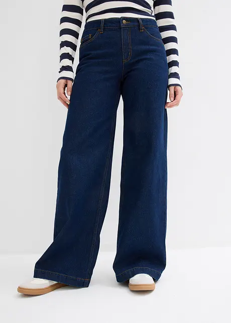 Wide leg jeans, mid waist, full length, bonprix