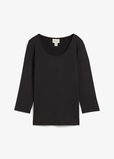 Shirt met rond hals en 3/4 mouwen, bonprix
