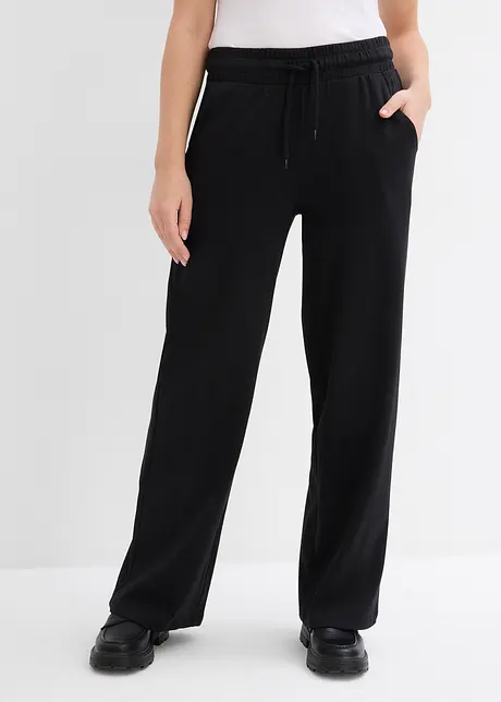 Wijde jersey broek van interlock, bonprix