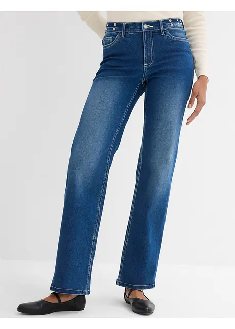 Straight stretch jeans mid waist, bonprix