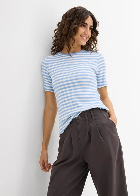 Geribd shirt shirt met korte mouwen, bonprix