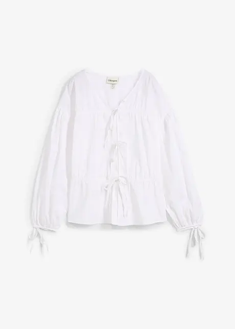 Blouse met strikjes, bonprix