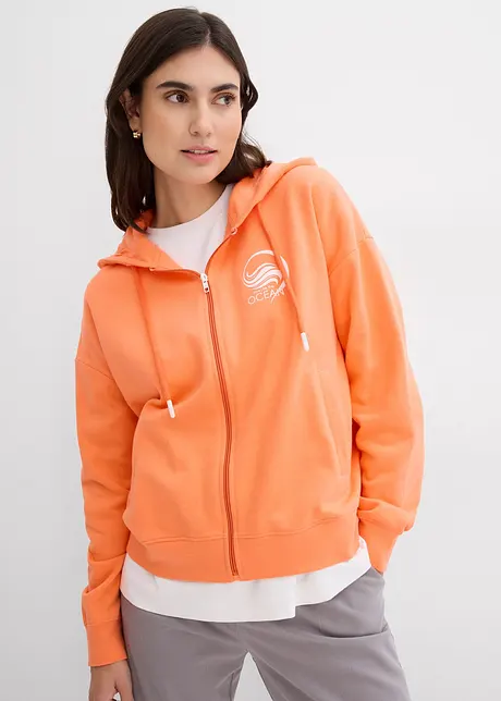 Sweatvest met capuchon van katoen, bonprix