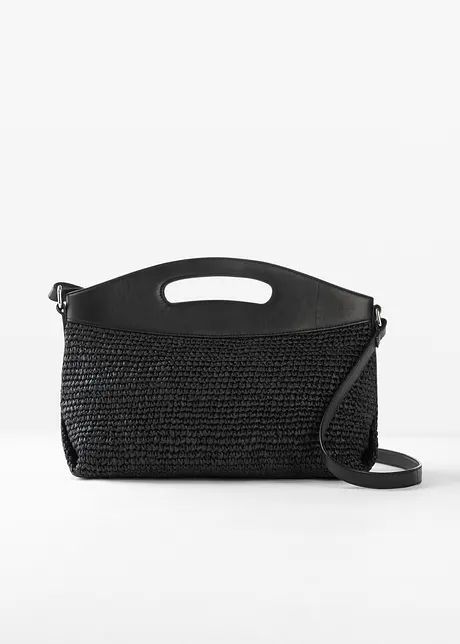 Rieten schoudertas met leren hengsel, bonprix