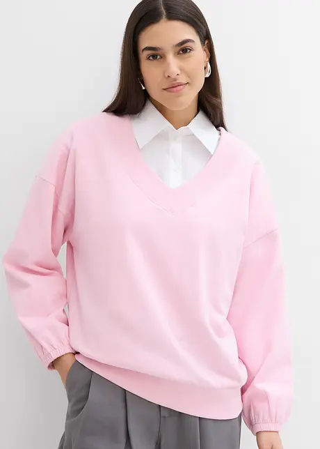 Oversized sweater van een zachte katoen-mix, bonprix