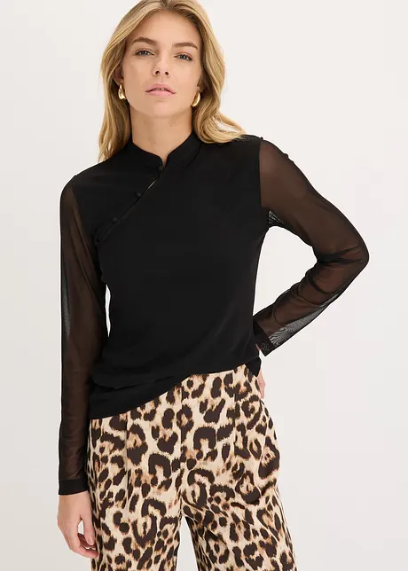 Mesh shirt met sierknopen, bonprix
