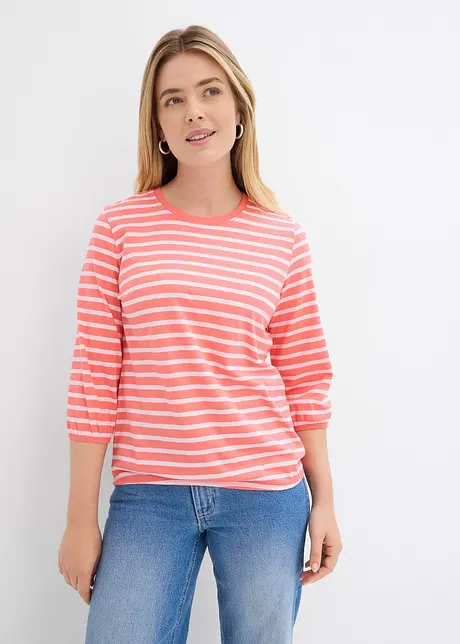 Gestreept shirt van biologisch katoen met 3/4 mouwen, bonprix