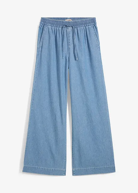 Wide leg jeans mid waist met comfortband, bonprix