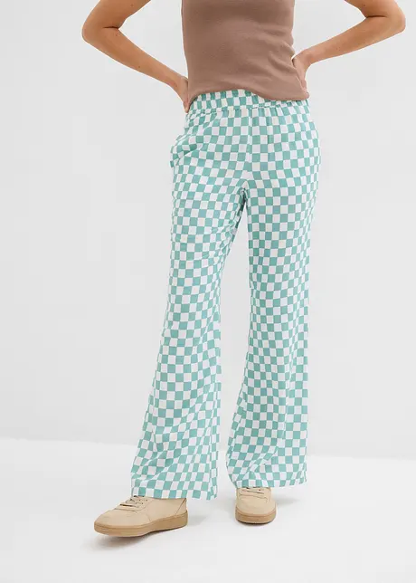 Geruite Marlene Dietrich broek van soepele viscose, bonprix