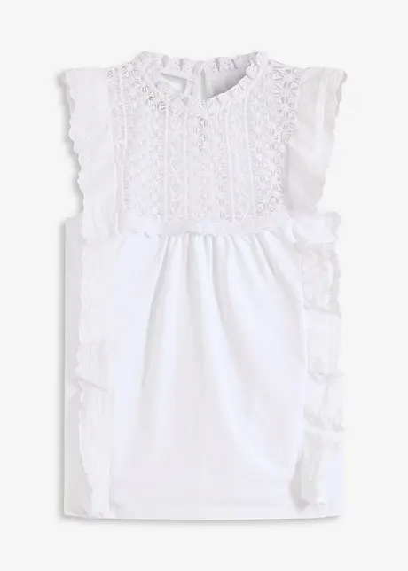 Jersey top met broderie anglaise, bonprix
