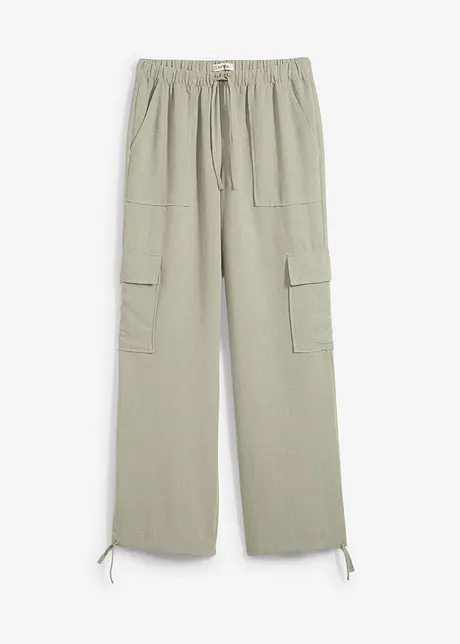 Cargo broek in vloeiende stof, bonprix