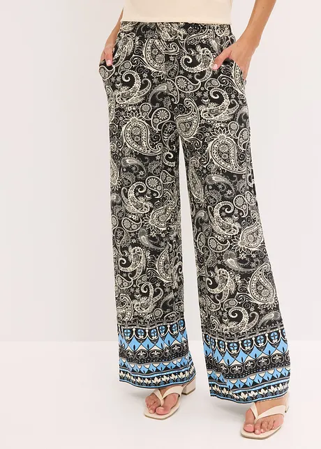Losjes vallende palazzo broek met paisley, bonprix