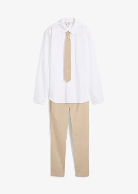 Chino, overhemd en stropdas (3-dlg. set), bonprix