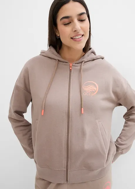 Sweatvest met capuchon van katoen, bonprix