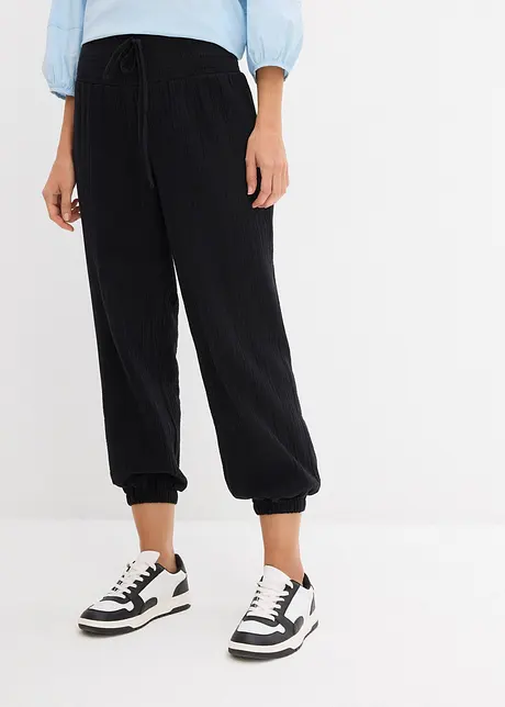 Mousseline broek met gesmokte band, bonprix