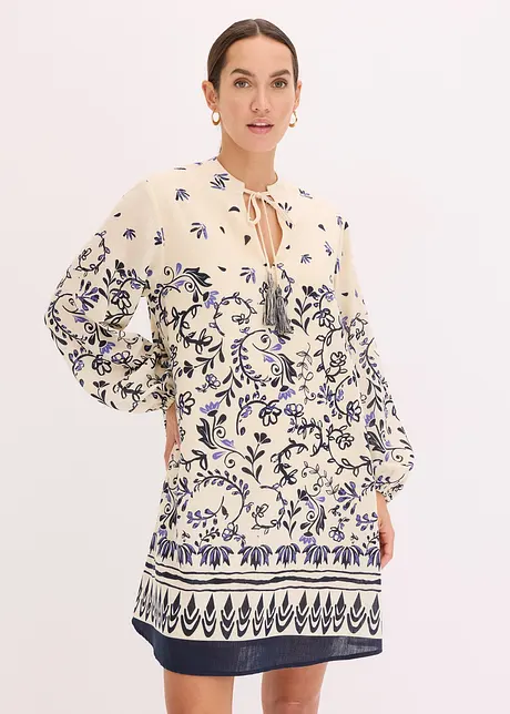 Korte boho jurk in linnenlook, bonprix