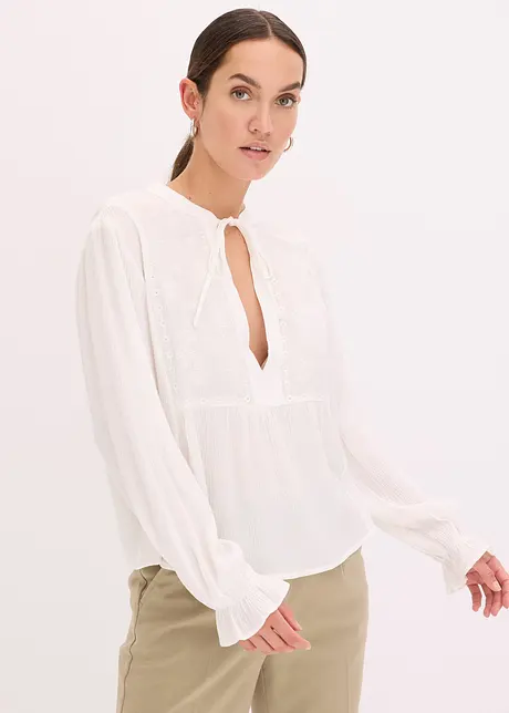 Blouse met broderie anglaise, bonprix