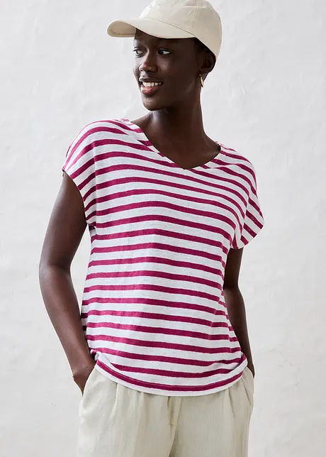 Linnen shirt met vleermuismouwen en V-hals, bonprix