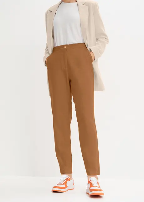 Cropped high waist broek van linnen-viscosemix, bonprix