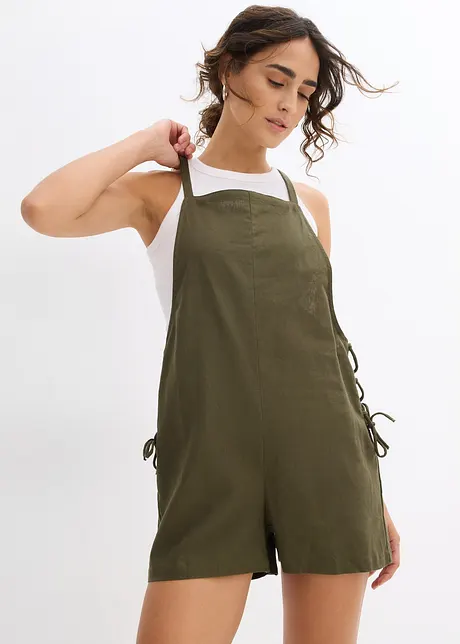 Korte jumpsuit van een luchtige linnenmix, bonprix