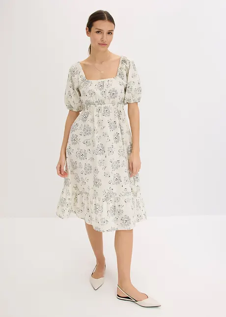 Midi jurk met pofmouwen, bonprix